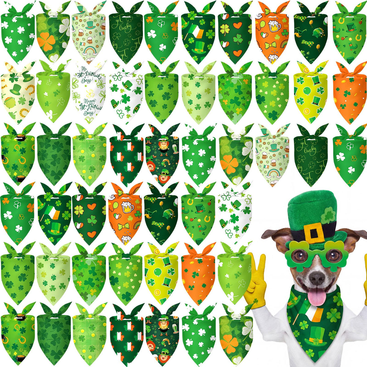 Abbylike 50 Pcs Paw Print Dog Bandanas Bulk, Halloween & Birthday Party