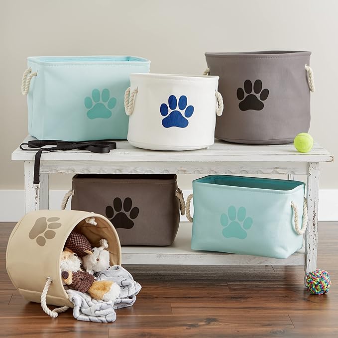 Bone Dry Pet Storage Collection Collapsible Bin, Medium Round, Aqua