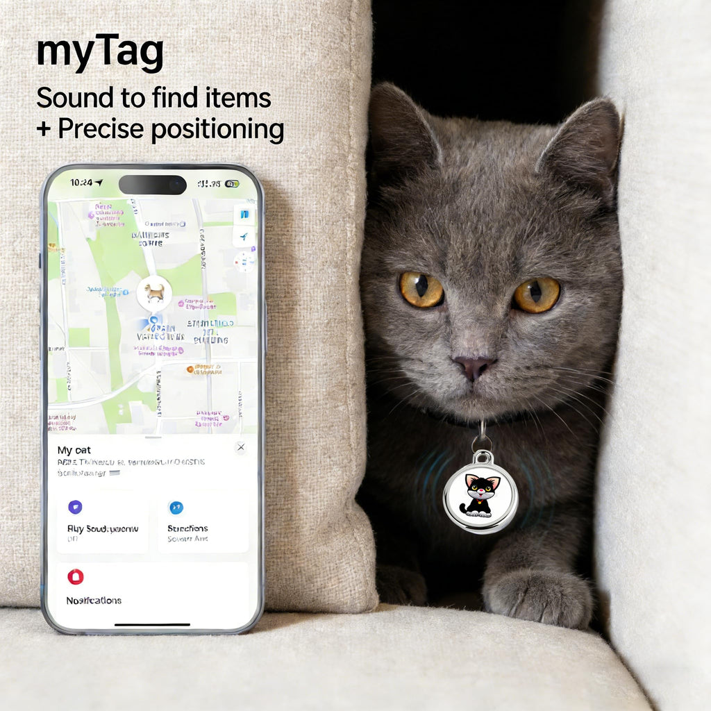 LFNOONE GPS Pet Tracker with Apple Find My Network, Android Compatibility, Real-Time Location Tracking, Water-Resistant (DINGWEIQI02)