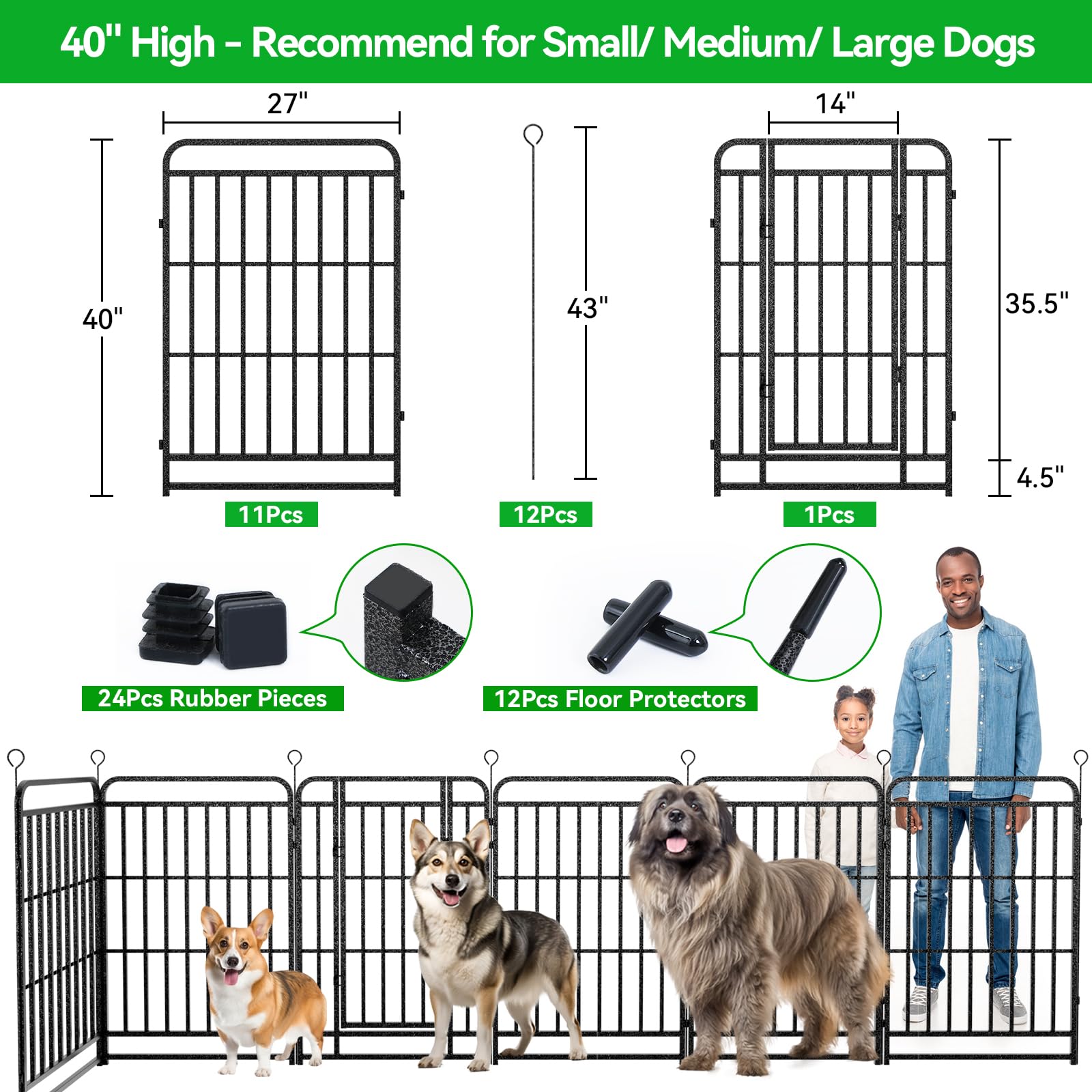 Kfvigoho Heavy Duty Dog Playpen 12 Steel Panels 40" Height