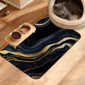 Dog Bowl Mat,Abstract Marbled Pet Feeding Mat for Floors Waterproof,Gold Black Absorbent Dogs Placemat for Food and Water Quick Dry Pet Cat Feeding Mats with Non Slip Bottom 16" x 24"