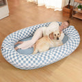 WOZOKE Human Dog Bed 74x50, Memory Foam Waterproof Liner Lounger,Blue Grid