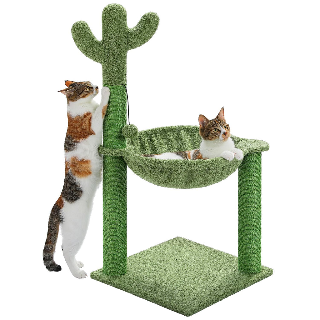 PAWZ Road Cactus Cat Scratching Post, 33" Cat Tree with Hammock & Scratch