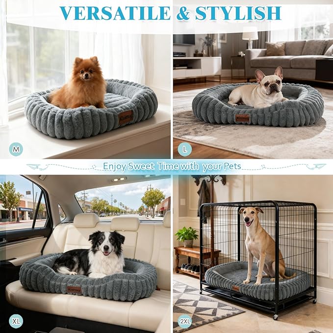 KISIMUY Orthopedic Dog Bed, Memory Foam Bolster Bed for Small Dogs