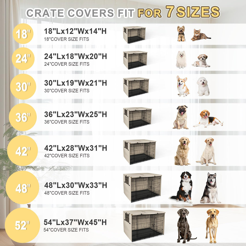 Explore Land 54 inches Dog Crate Cover Heavy Duty Polyester Pet Kennel Sunshade Universal Fit for Wire Cage (Light Tan)