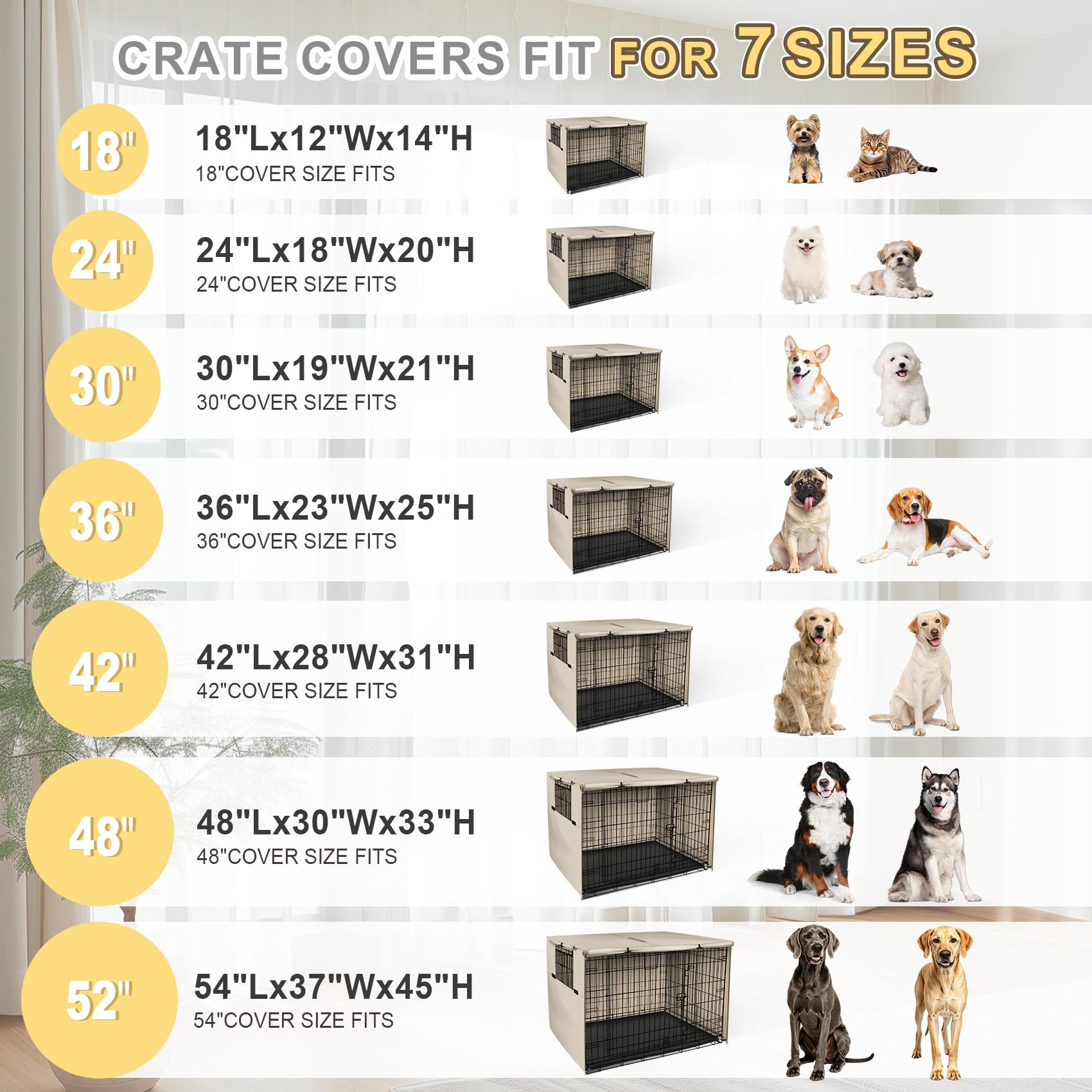 Explore Land 54 inches Dog Crate Cover Heavy Duty Polyester Pet Kennel Sunshade Universal Fit for Wire Cage (Light Tan)
