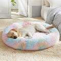 Western Home Calming Donut Large Dog Bed Pet Bed,36" Rainbow