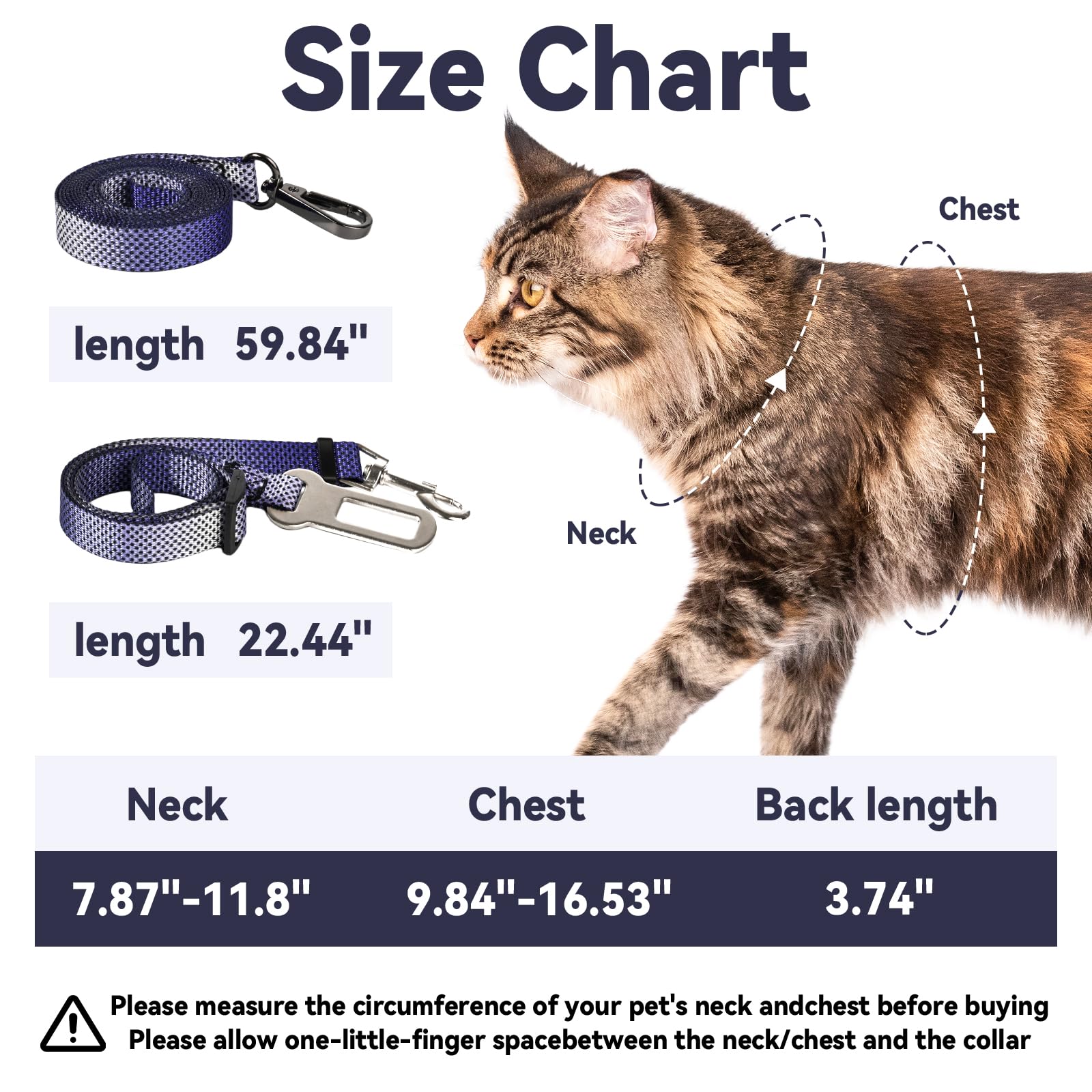 Cat Harness and Leash Set, 3-in-1 Escape Proof Adjustable, Comfortable Soft Lightweight, Safe, Easy to Wear, Walking Travel Kitten Harness for Small Medium Large Cats (Purple)