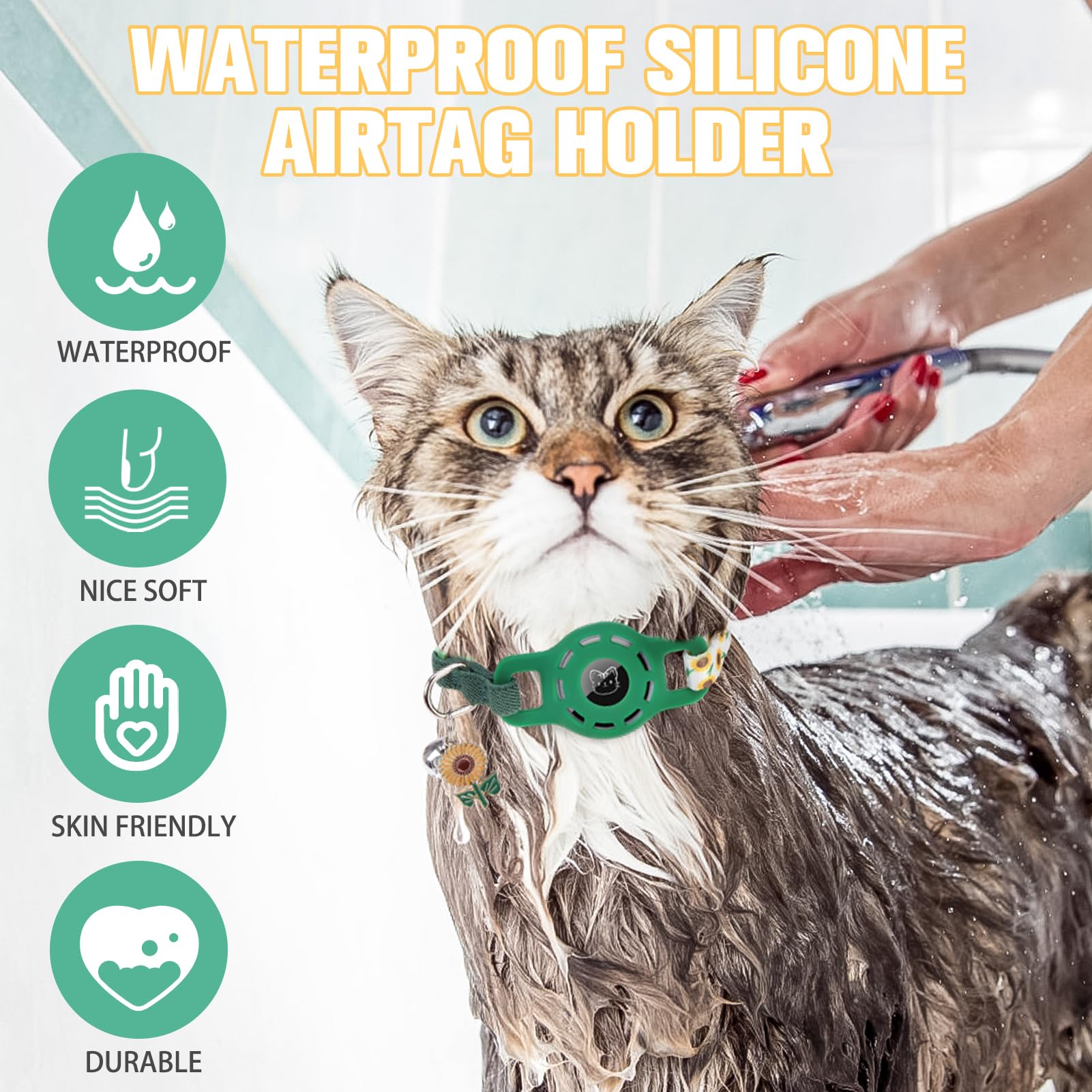 BINGPET AirTag Cat Collar Breakaway, Collar with Airtag Holder and Bell