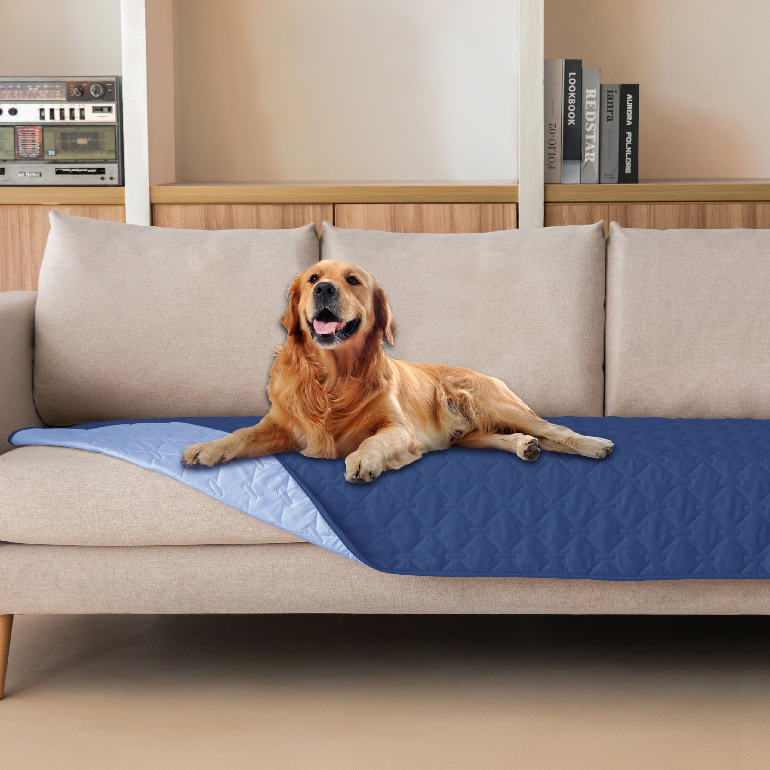 gogobunny 3X Stronger Waterproof Pet Blanket, Scratch Proof Furniture Protector for Dogs Cats, Reversible Cover 82x120 Inch — 30x80 Inch (Pack of 1)
