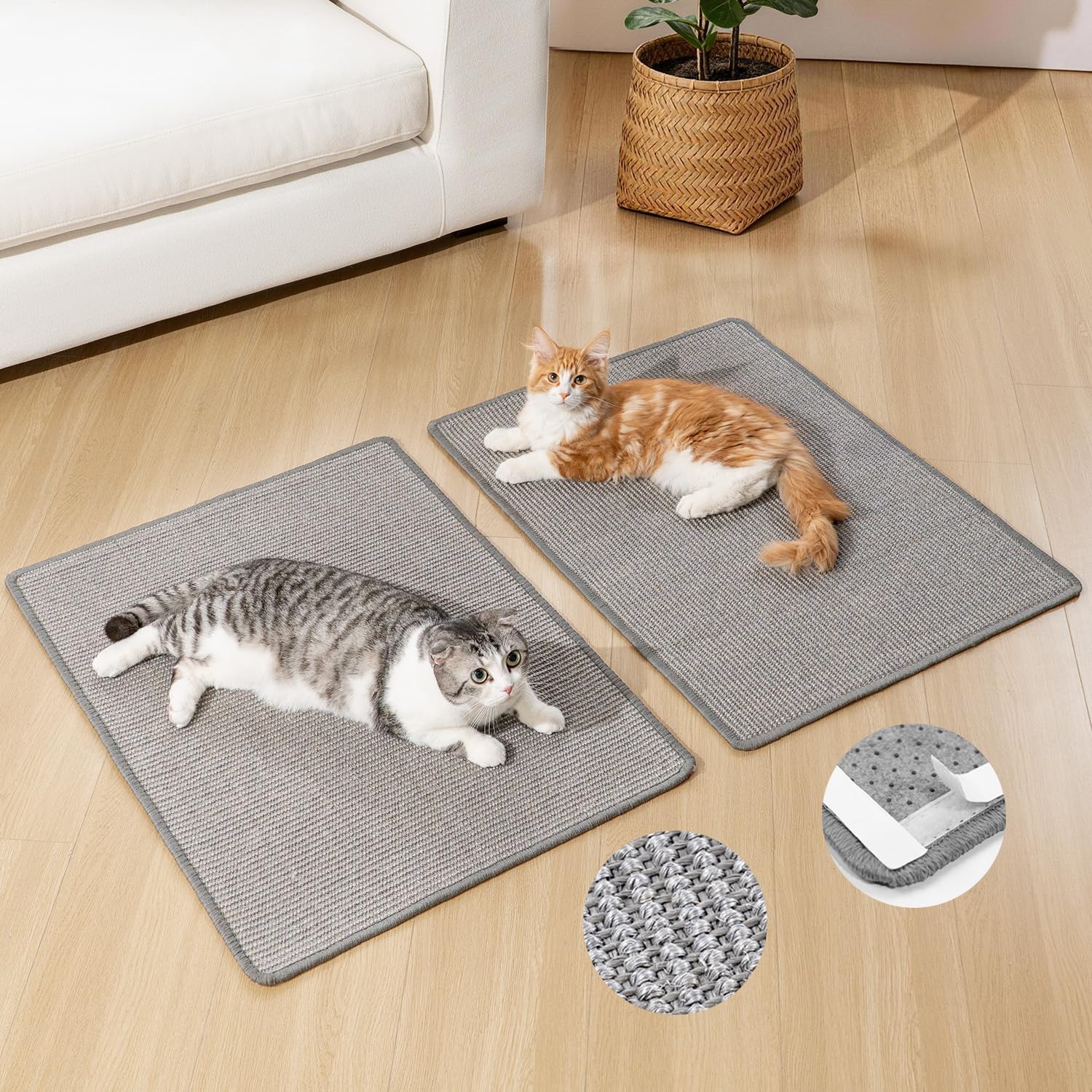 Conlun 2-Pack Cat Scratching Pads, 23.6x31.5in Sisal Wall & Couch Protector