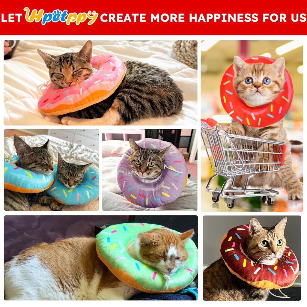 Hpetppy Cat Cone Collar Soft, Cat Recovery Collar for Wound Healing Cute Kitten Donut Adjustable Pet Cones to Stop Licking Comfortable Lightweight Neck Elizabethan Collars for Kittens After Surgery