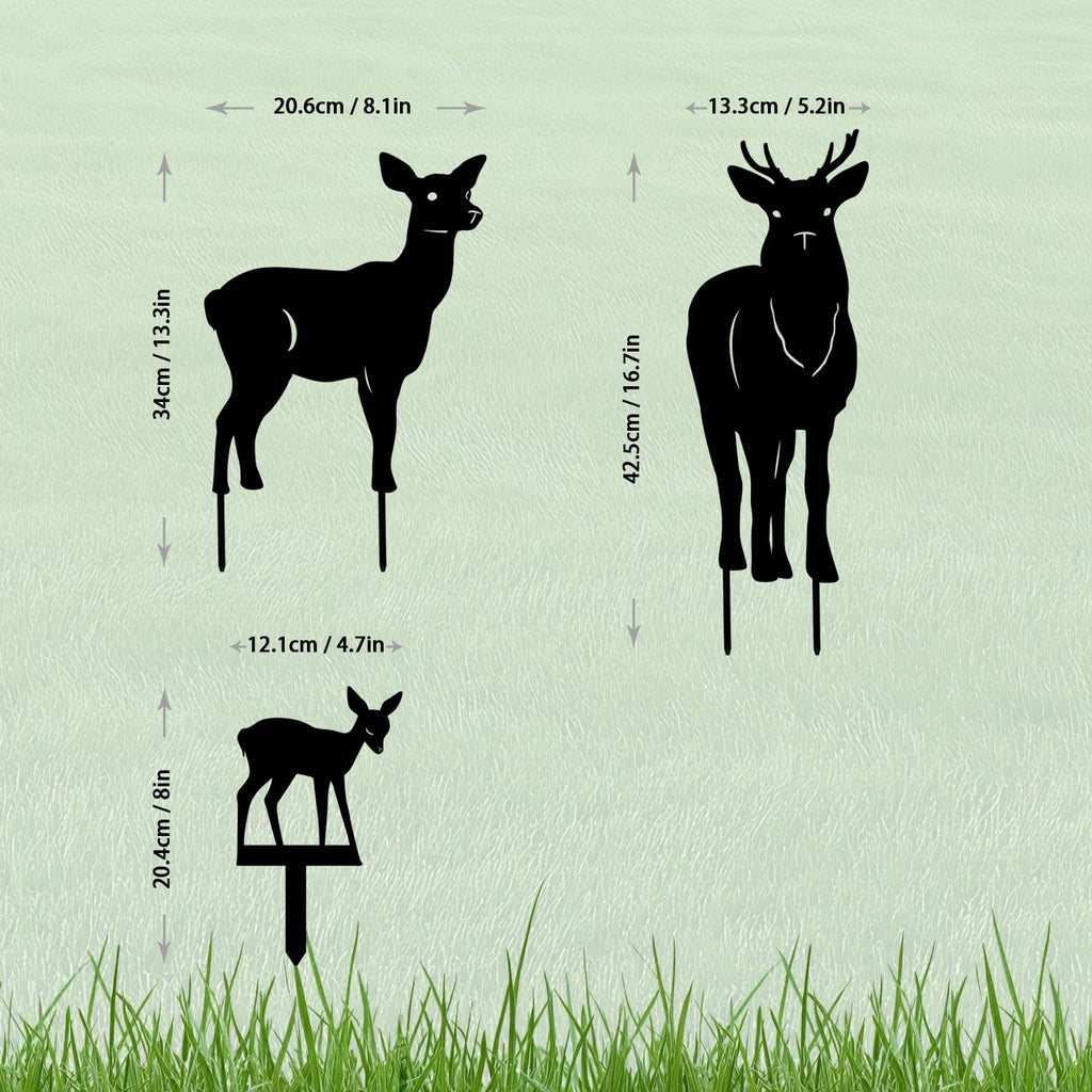 Yonisun 3 Pack Deer Metal Garden Decorative Stakes, Weather Proof Silhouette Statues for Yard, Patio,Outdoor Decor for Deer Lovers and Pet Owners