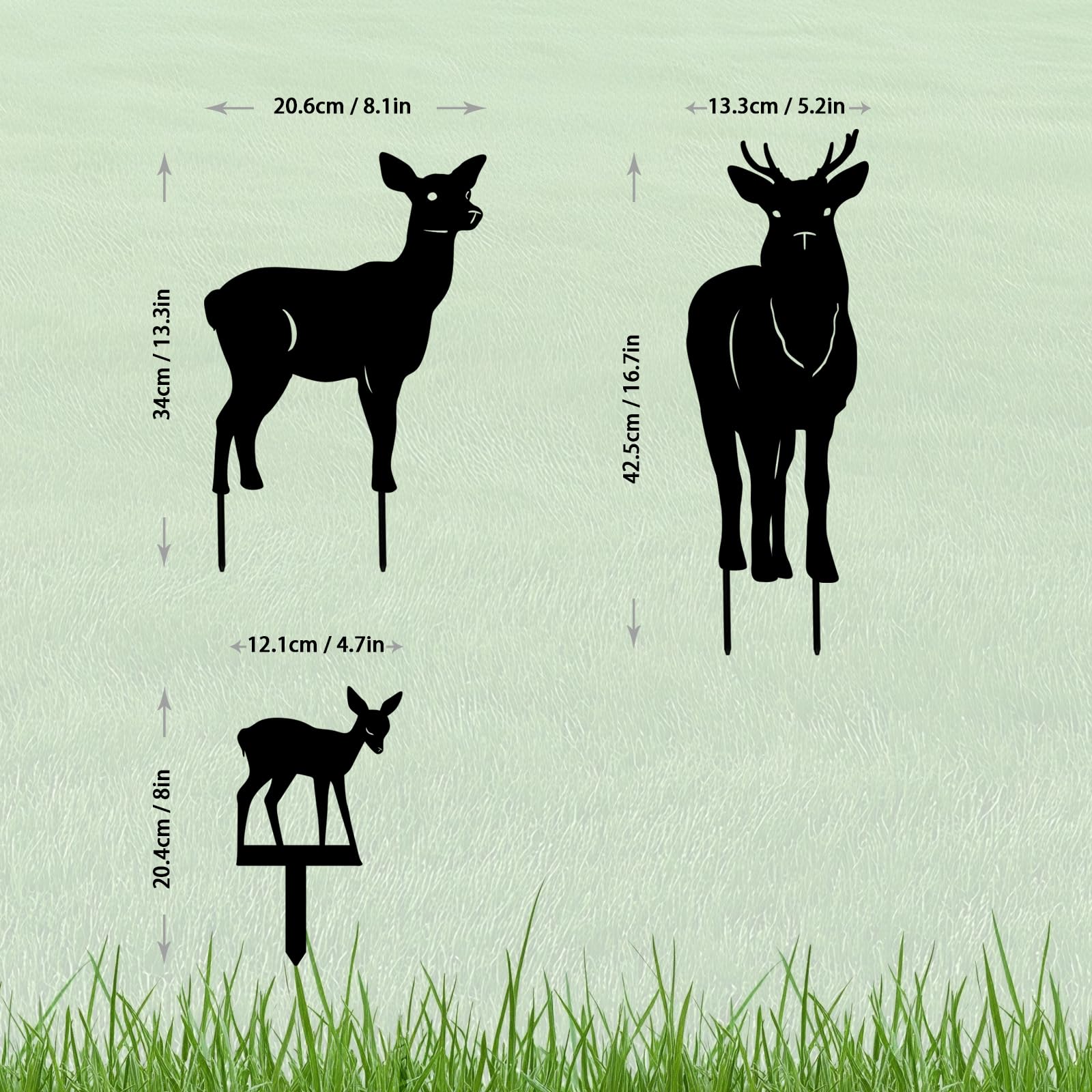 Yonisun 3 Pack Deer Metal Garden Decorative Stakes, Weather Proof Silhouette Statues for Yard, Patio,Outdoor Decor for Deer Lovers and Pet Owners