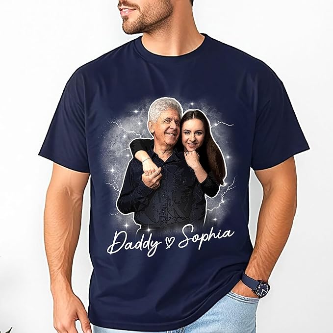 Tehg & Tuhg Custom T Shirts with Picture, Vintage Bootleg Rap Tee, Boyfriend Girlfriend, Unique Gift for Birthday Anniversary