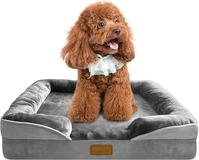 Spotted Play Orthopedic Dog Bed with Sides - Dog Sofa Beds for Extra Large Dogs, Supportive Foam Pet Couch Bed with Washable Removable Cover, Waterproof Lining and Non-Slip Bottom