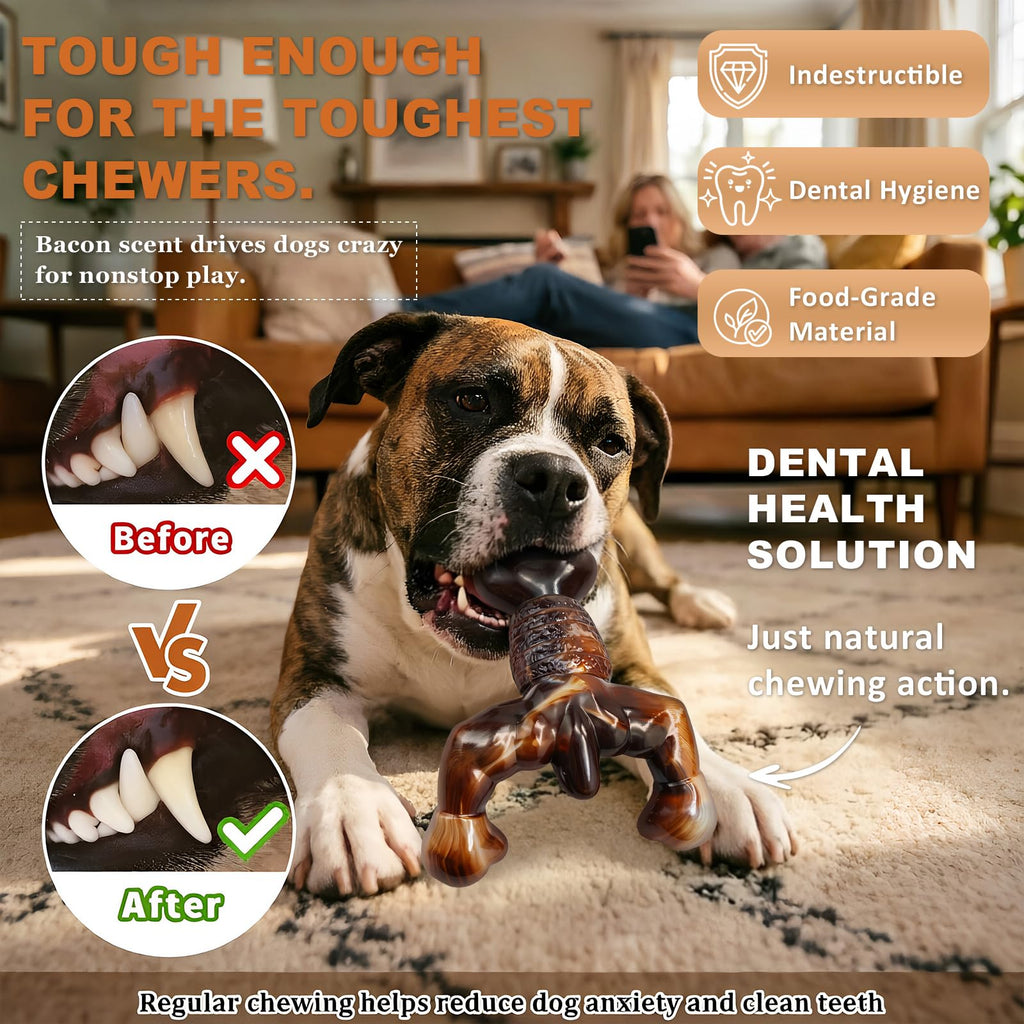 MOXIKIA Heavy Duty Dog Chew Toy for Aggressive Chewers, Medium Large Breed