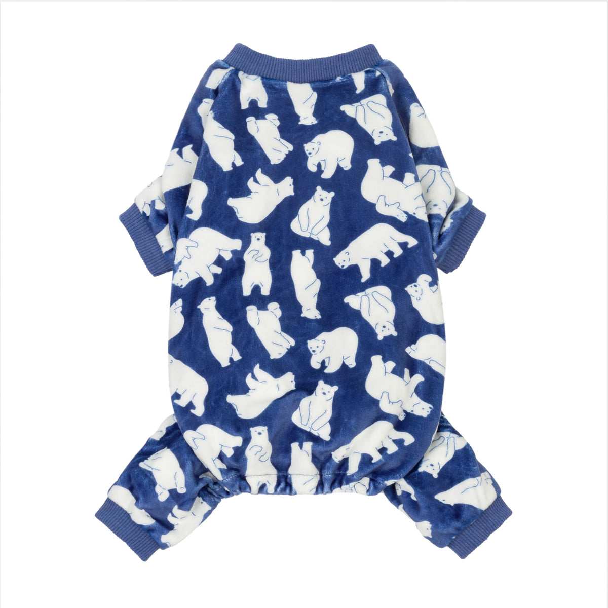Fitwarm Polar Bear Dog Pajamas, Dog Clothes for Small Dogs Girl Boy, Pet Onesie with Feet, Cat Outfit, Lightweight Velvet, Royal Blue, White, XL