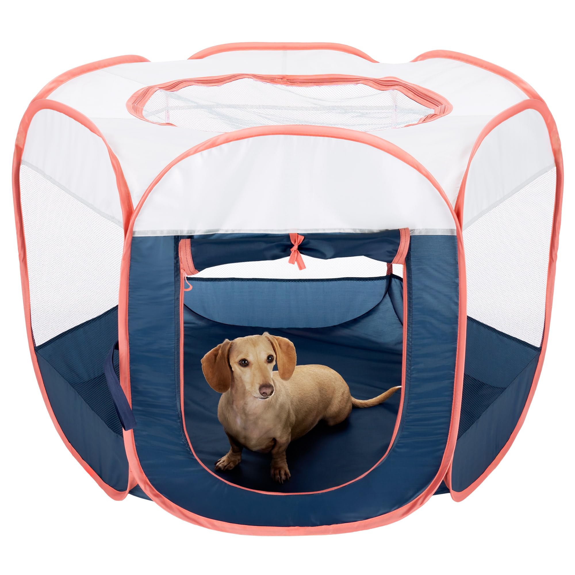 Furhaven Portable Dog Playpen Cat Tent, Pet Playground,Kennel Foldable Indoor Outdoor Zippered Puppy Crate - Navy, Medium