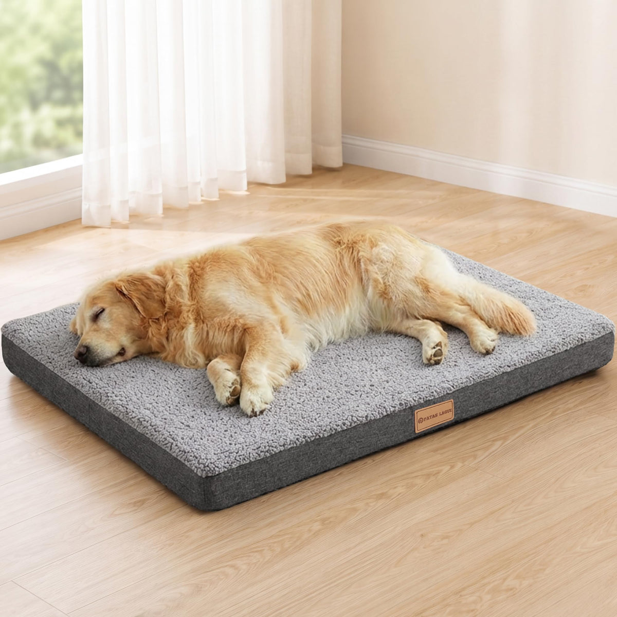 Patas Lague Orthopedic Large Dog Bed Washable Pet Sofa Mat 48''X30'' Black