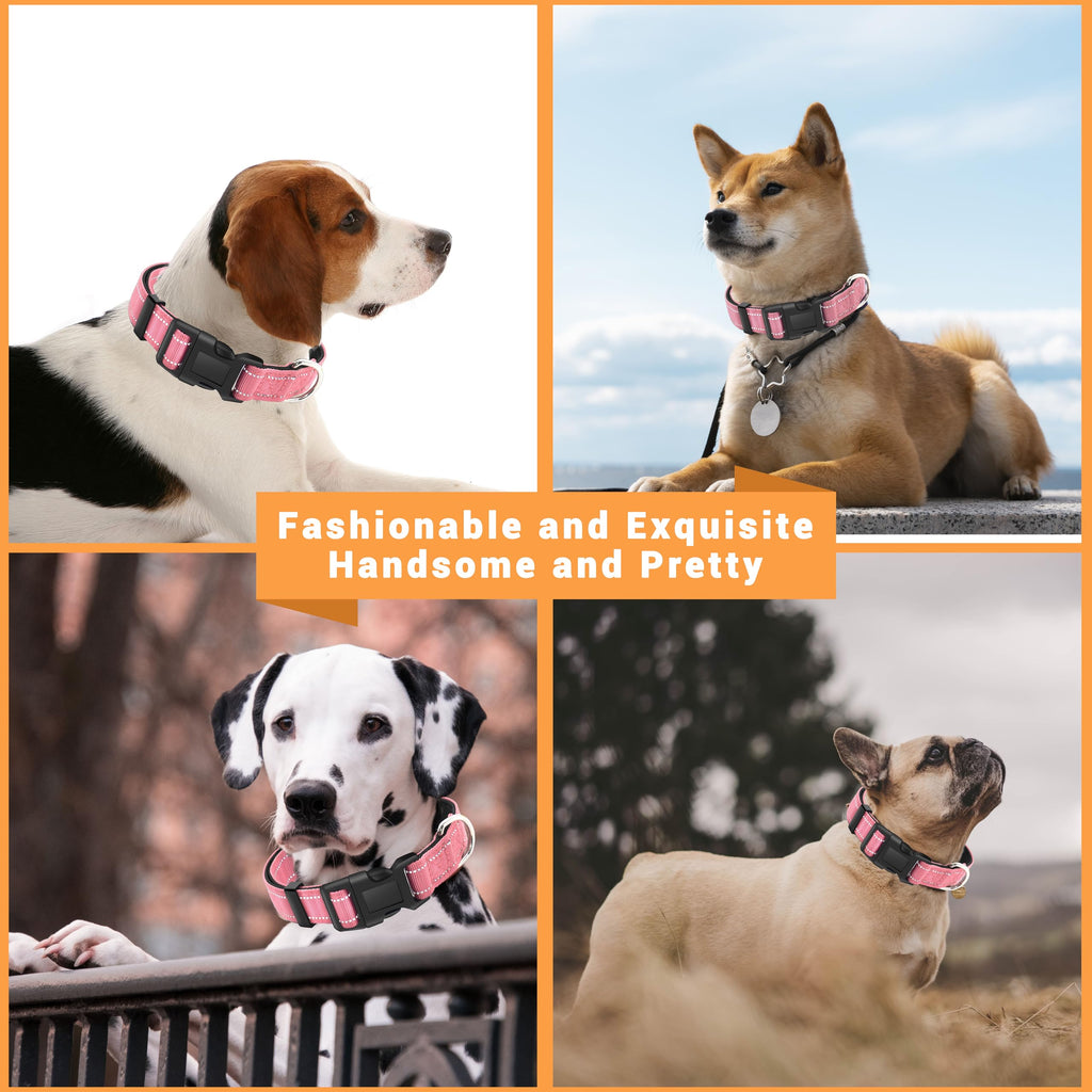 LIEVUIKEN 2 Pack Reflective Dog Collar with Safety Locking Buckle