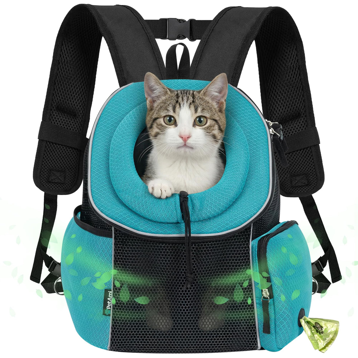 PetAmi Dog Carrier Backpack, Hands Free Front Pet Carrier, 14 lbs, Black