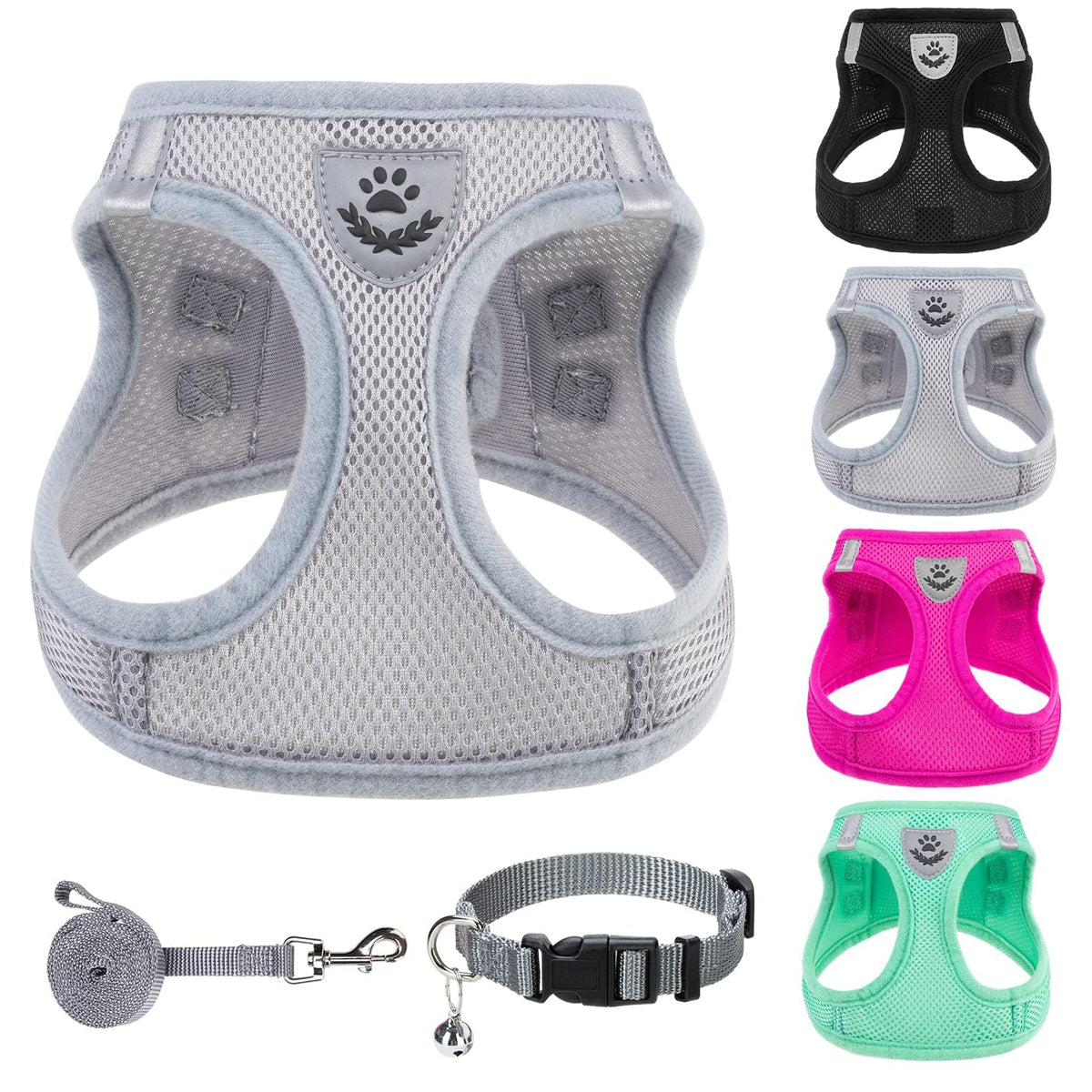 PUPTECK Christmas Dog Harness, Collar and Leash Set No Pull for Small Sized