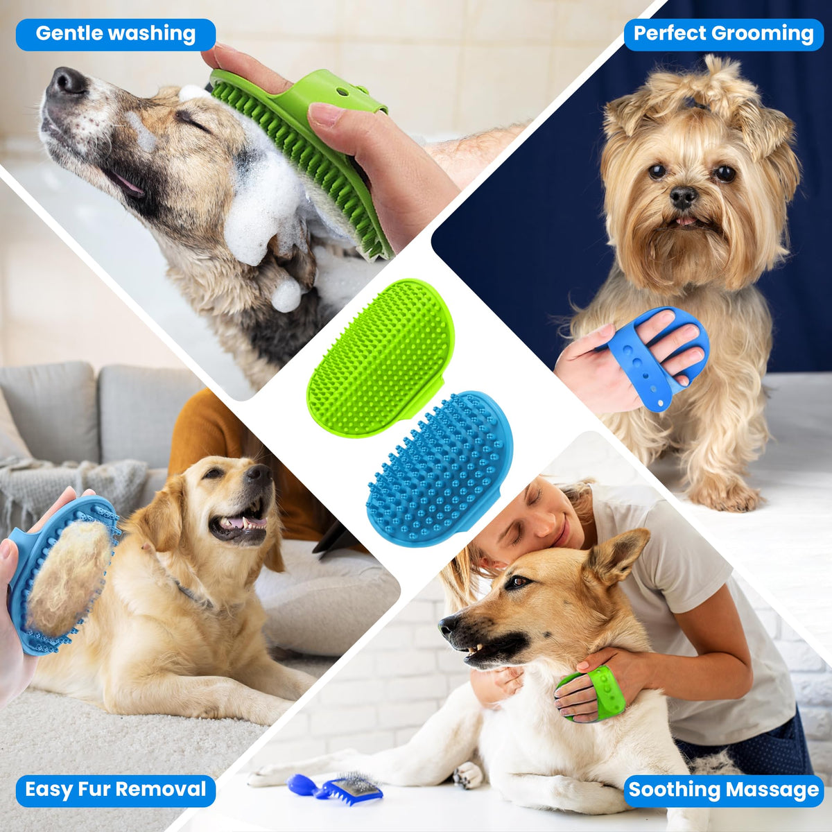 9PCS Pet Grooming & Bathing Kit with Storage Bag for Dogs & Cats