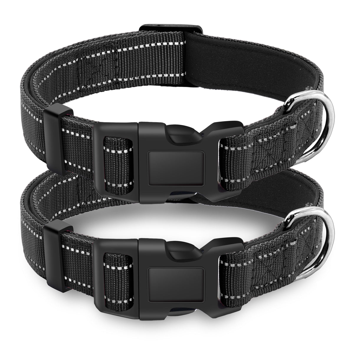 LIEVUIKEN 2 Pack Reflective Dog Collar with Safety Locking Buckle