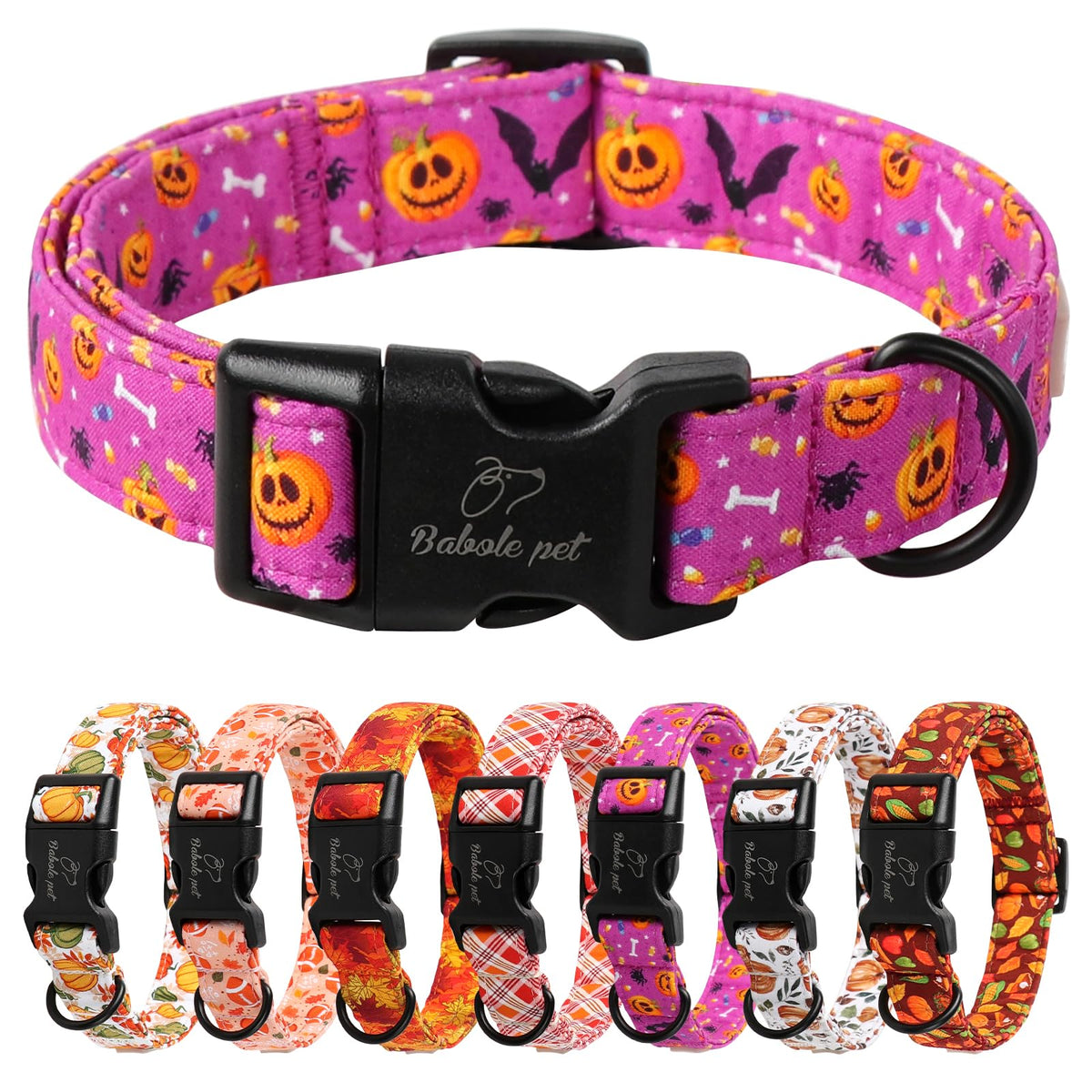 Babole Pet Nylon Dog Collar - Adjustable Black Soft Webbing Dog Collars for Small Medium Large Dogs Boy Girl Puppy Collar with Safety Metal Buckle S