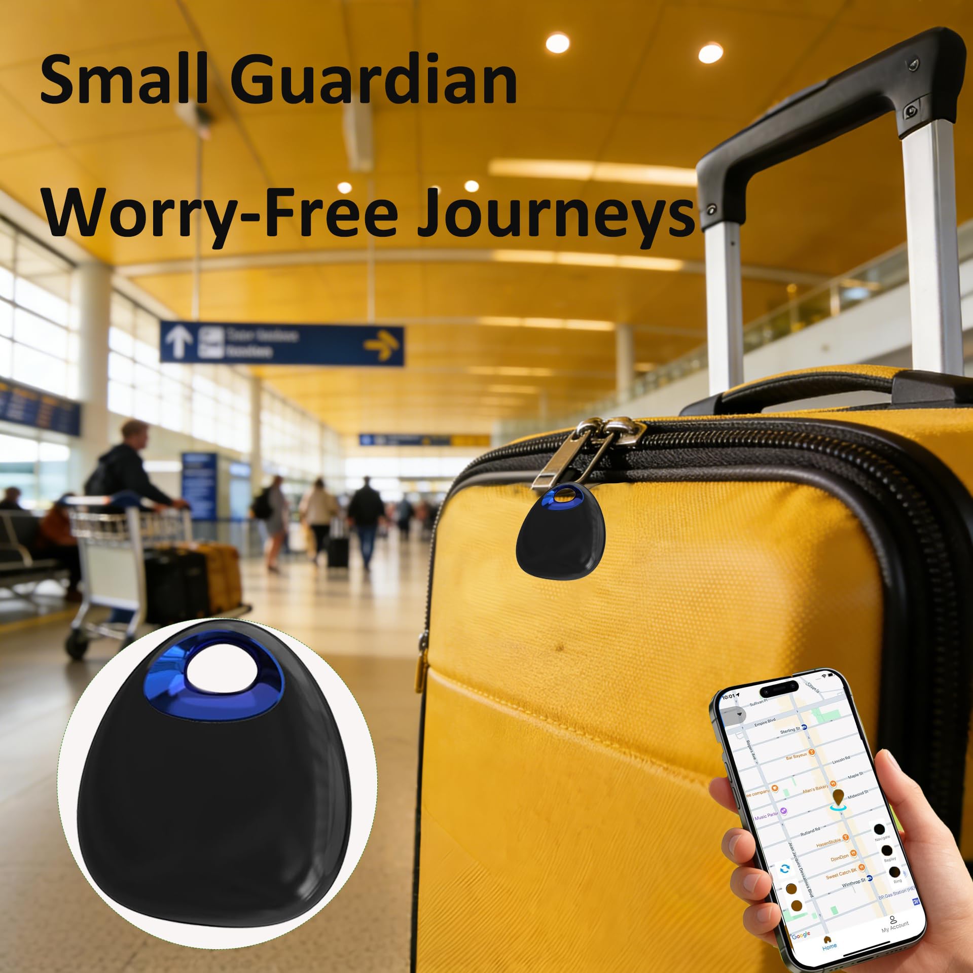LFNOONE GPS Pet Tracker with Apple Find My Network, Android Compatibility, Real-Time Location Tracking, Water-Resistant (DINGWEIQI04)