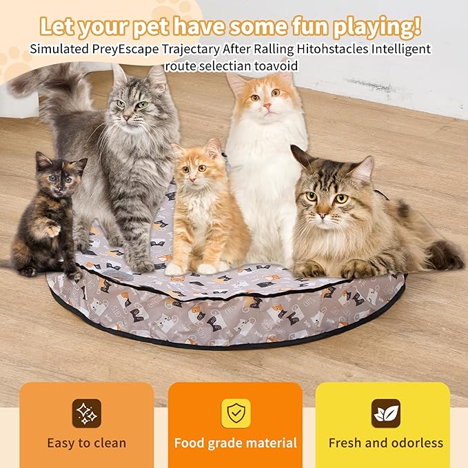Interactive Cat Toys for Indoor Cats – Moving Ball Cat Play Mat, Interactive Toys for Cats with Rolling Motion for Exercise, Mental Stimulation & Boredom Relief, Rolling Ball in 28" Playing Mat