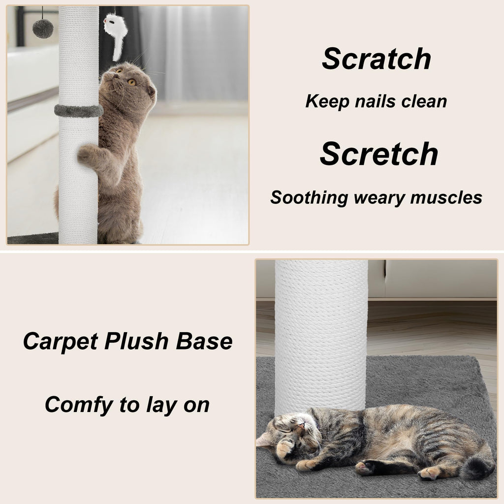 Ahomdoo 34-Inch Tall Cat Scratching Post for Large Cats, Stable Base, Gray