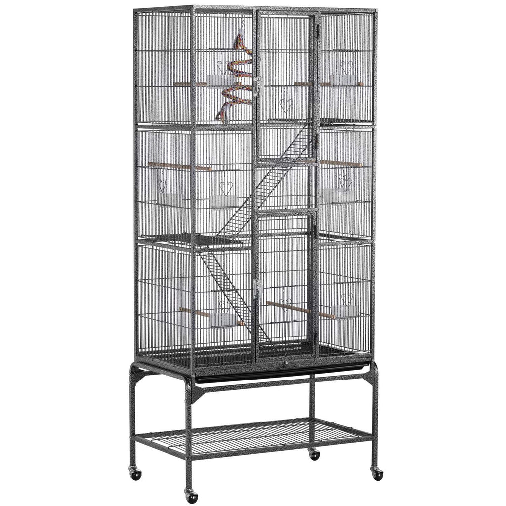 Yaheetech 69-Inch Extra Large Wrought Iron 3 Levels Ferret Chinchilla Sugar Glider Squirrel Small Animal Cage with Cross Shelves and Ladders, Black