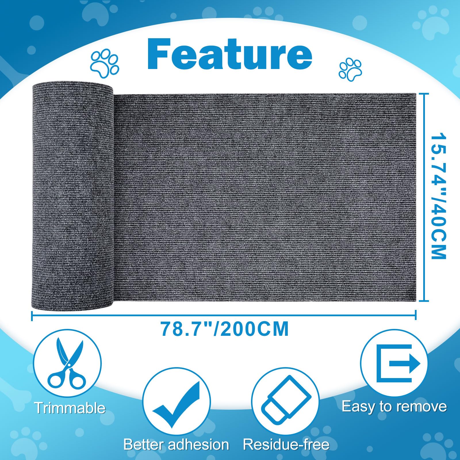 ENONCI 78.7x15.8 Cat Scratch Pad, Furniture Protector for Couch Corners
