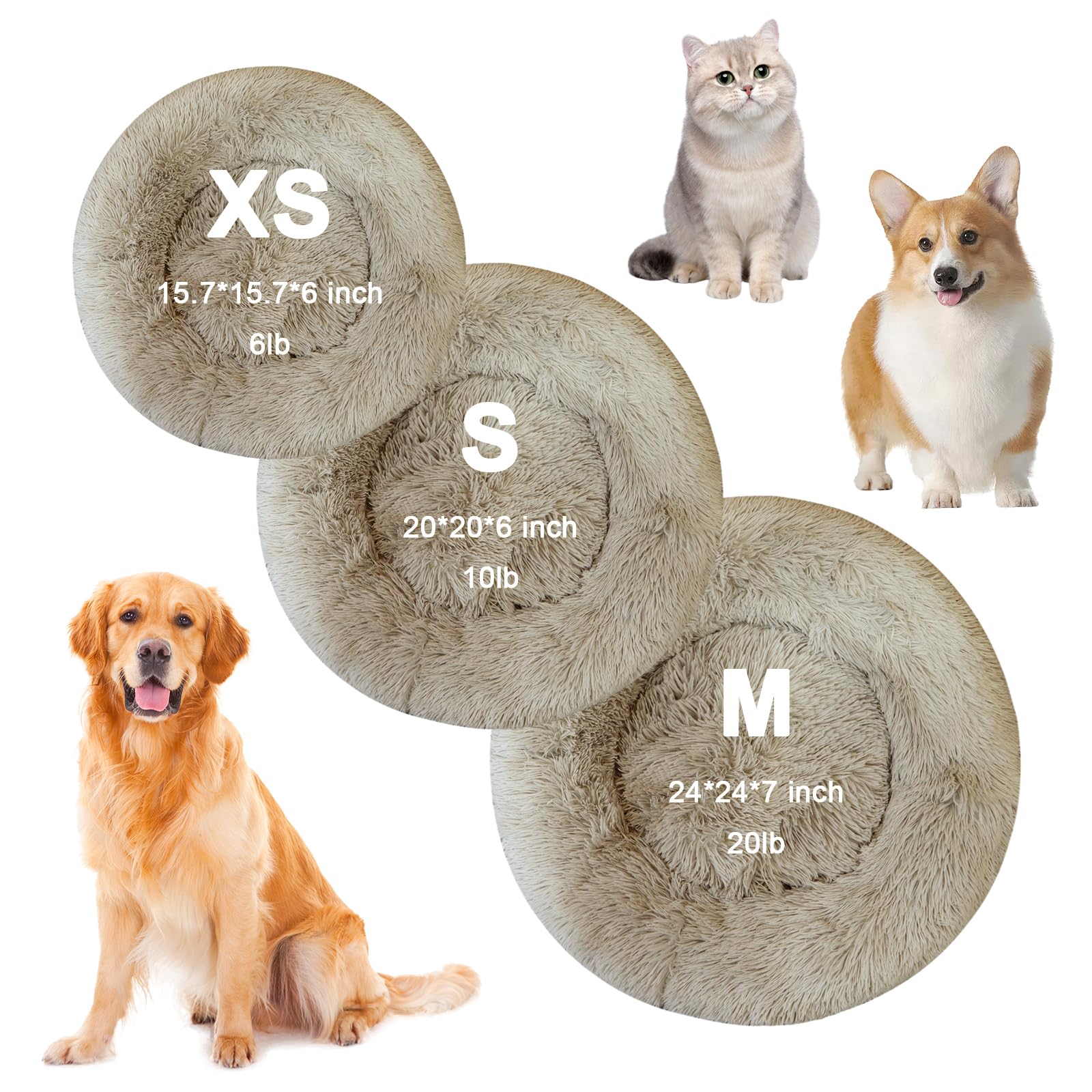 Nisrada Cat Beds for Indoor Cats,15.7 Inch Small Cats Beds, Washable-Round Pet Bed for Puppy and Kitten with Slip-Resistant Bottom