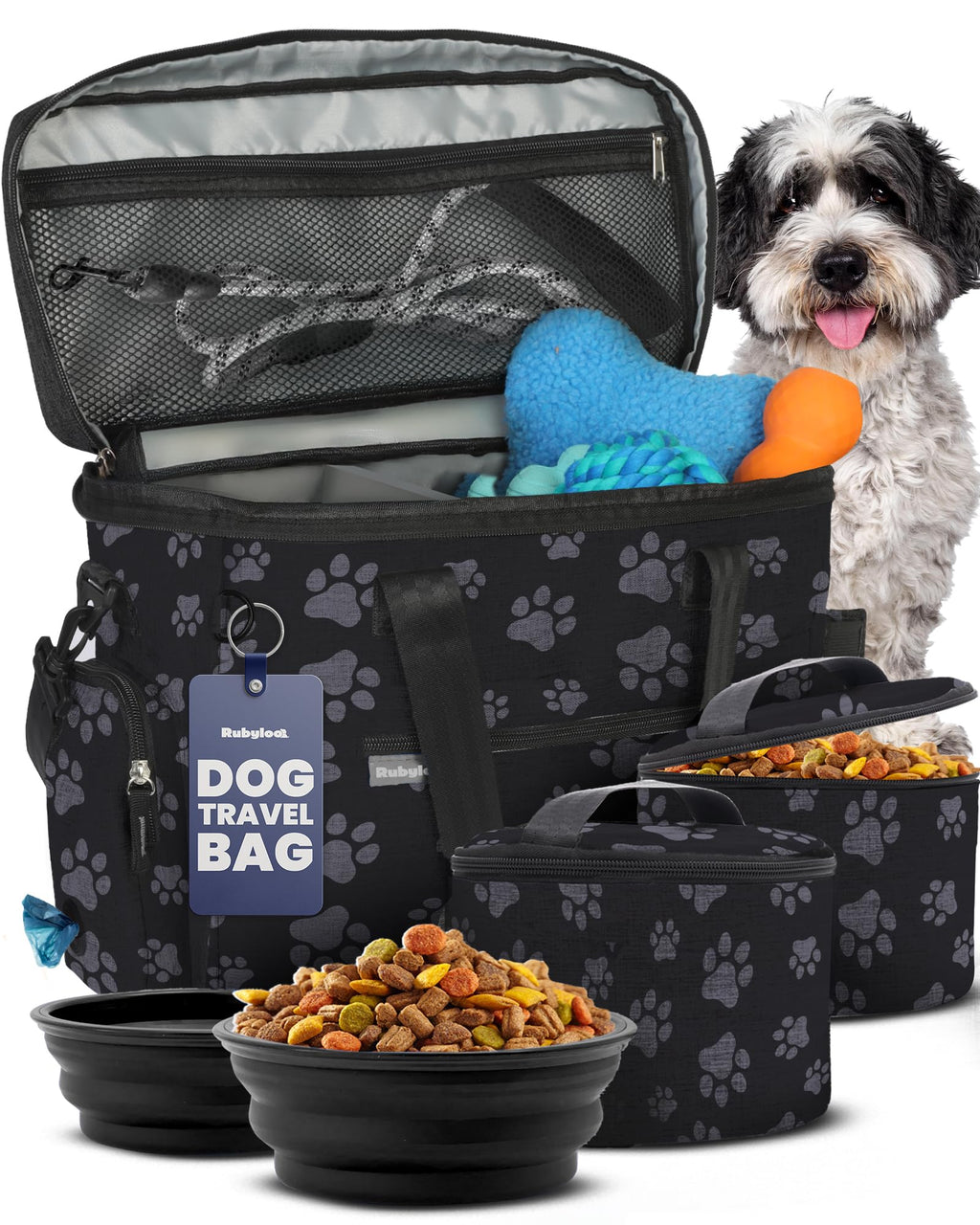 Rubyloo Original Doggy Bag™ Dog Travel Bag for Supplies with Travel Bowls