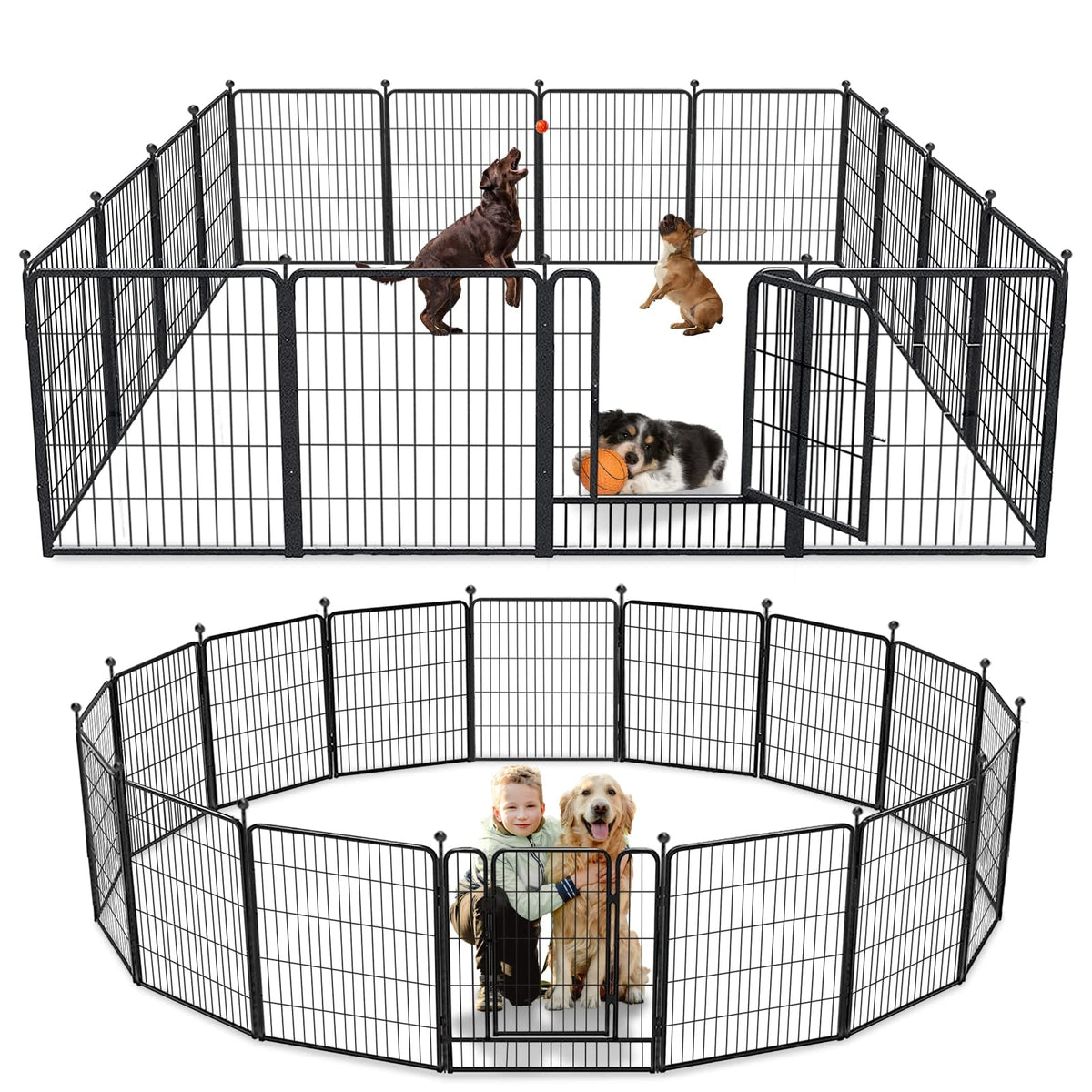 Jhsomdr Dog Playpen 32 inch 30 Panels Indoor Outdoor Dog Pen for Medium/Small Dogs Heavy Duty Metal Dog Fence Outdoor for Yard, Puppy Playpen with Door Portable Pet Fence for RV Camping Yard