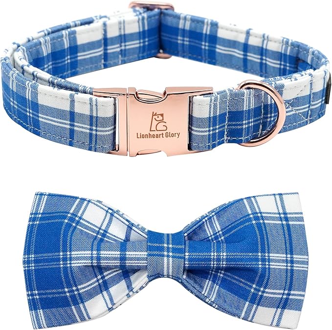 Lionheart glory Dog Collar, Boy Dog Collar Bowtie Blue Adjustable Dog Bowtie Collar Bows Dog Collar for X-Small Puppy