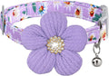 Small Dog Collar with Flower, Spring Dog Collar for Girl Dog Collars for Small Dogs Cute Dog Collar with Bell, Adjustable Length