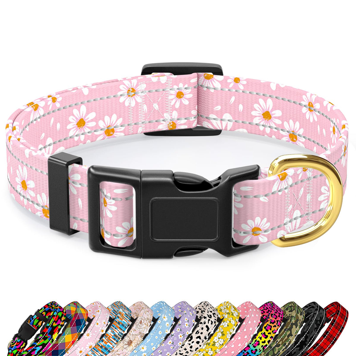 TMOODEL Reflective Dog Collar for Small Dogs, Green Camouflage Pet Collar,S