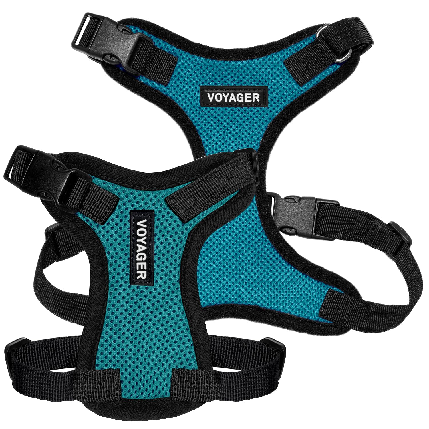 Voyager Step-in Lock Dog Harness - Turquoise/Black Trim, Large