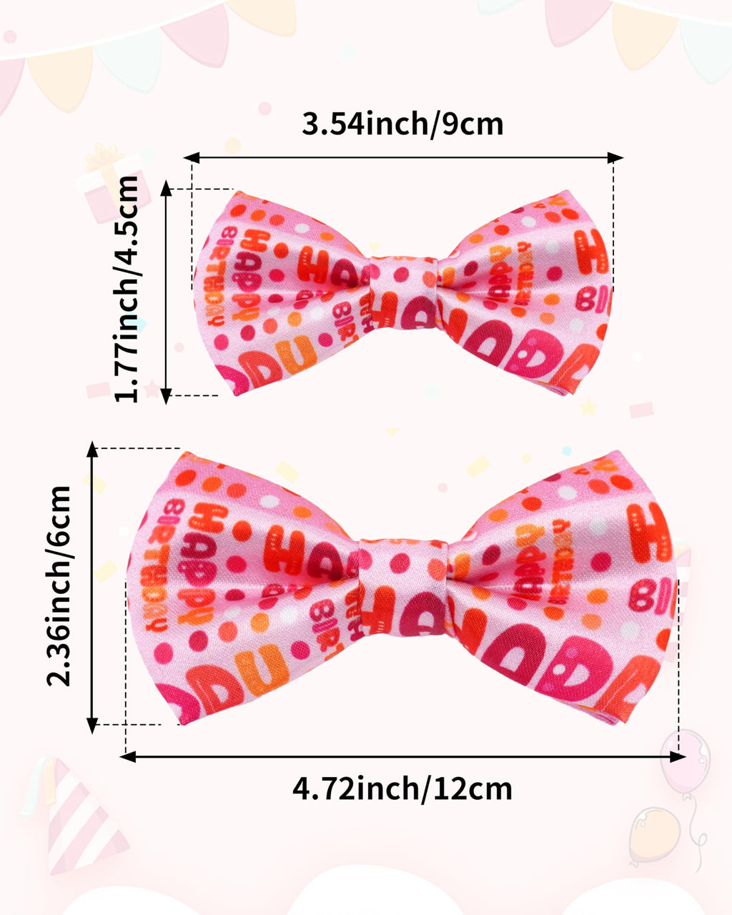 PET SHOW 5 Pack Happy Birthday Dog Bowties for Small Dogs Slide on Collar