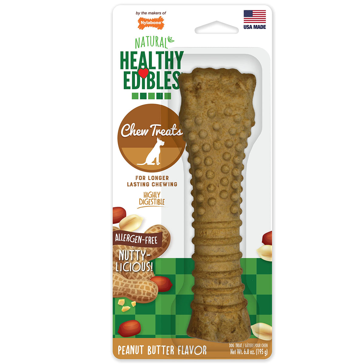 Nylabone Healthy Edibles Natural Dog Chews Long Lasting Bacon Flavor Treats for Dogs, X-Large/Souper (1 Count)