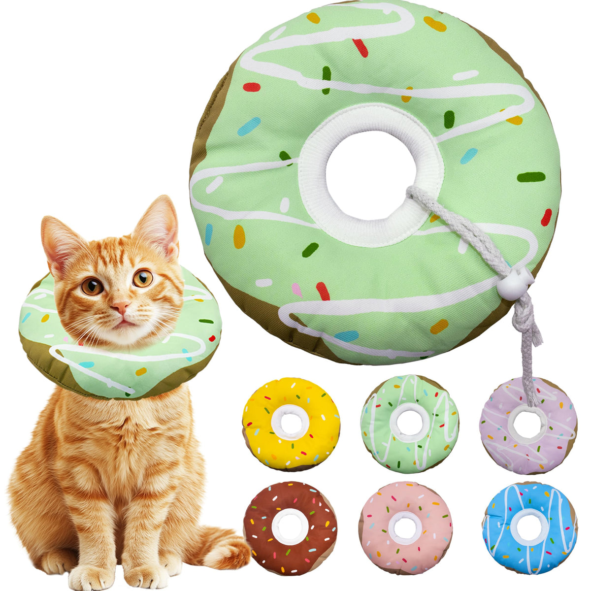 Seyezo Cat Cone Collar Soft, Adjustable Cat Recovery Cone, Orange, Small