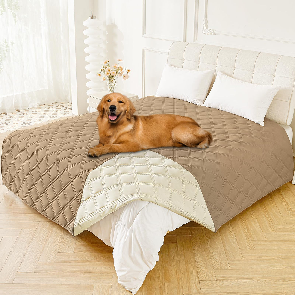 Smiry Waterproof Dog Bed Cover, Reversible Pet Blanket for Sofa Couch