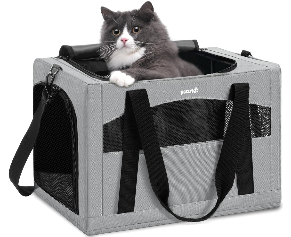 Pecute Cat Carrier Stable, Pet Carrier with Privacy Partition,Dark Gray