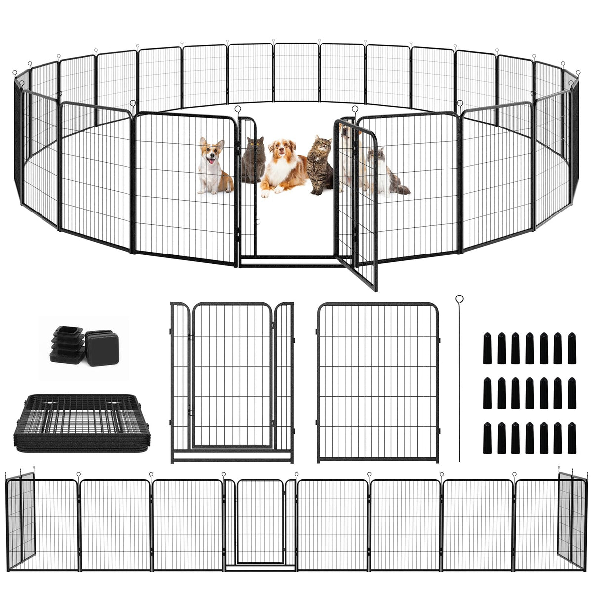 Kfvigoho Dog Playpen Outdoor Extra Wide 16 Panels Heavy Duty Dog Fence 50"