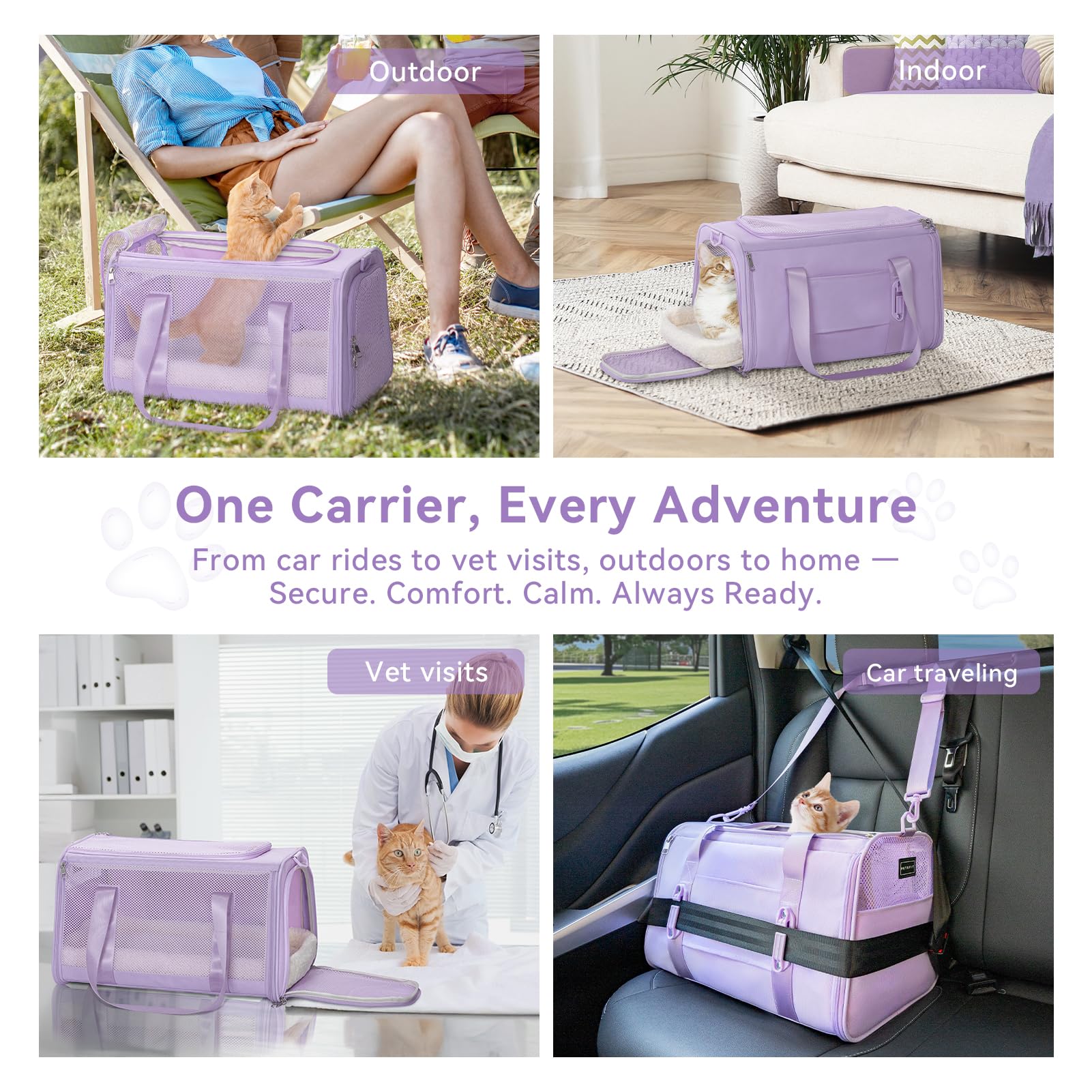 PETSFIT Cat Carrier Soft with Patented Safety Buckles, Safe for Car Travel