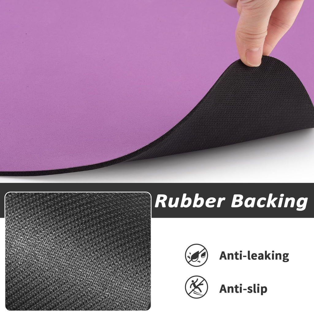 HotLive Dog Food Mat - Absorbent Cat Mat for Food and Water, No Stains Pet Feeding Bowl Mat, Easy to Clean Pet Placemats, Quick Dry Dog Water Dispenser Mat for Messy Drinkers | Paw Purple 12"x 19"